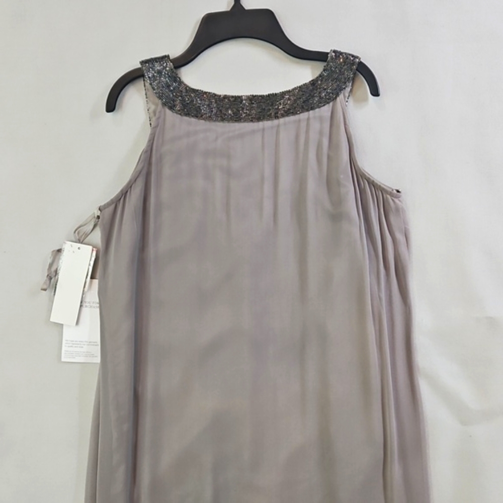 NWT! Adrianna Papell Silk Sequin Embellished Mini Dress Size 4 - Picture 7 of 12